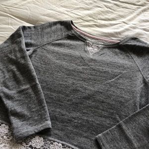 grey long sleeve with lace bottom